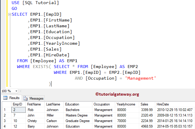 EXISTS Select Statement 5