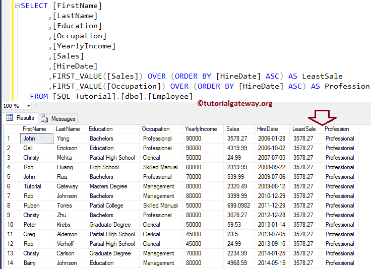 SQL FIRST_VALUE without Partition By Clause 1