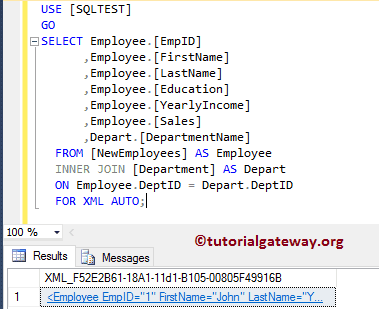 SQL FOR XML AUTO Example 4