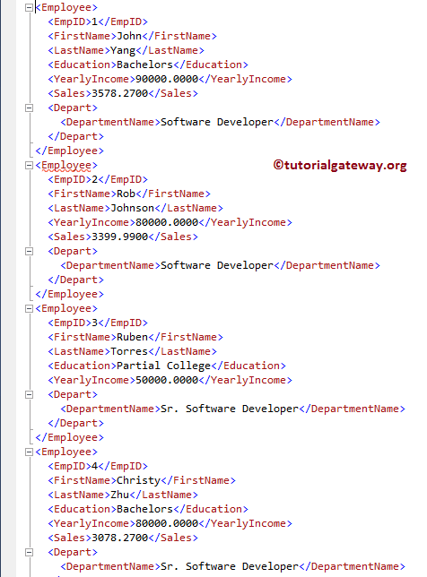 FOR XML AUTO Example 7