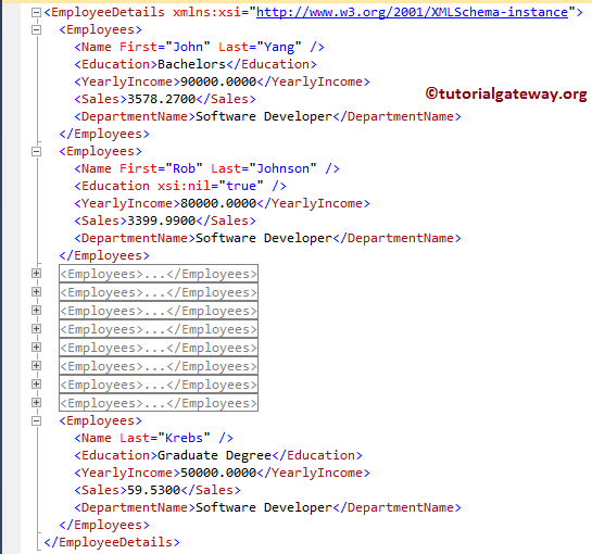 XML File With Null Values from Table 20