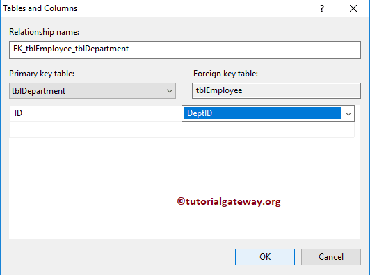 Tables and Columns Relationship