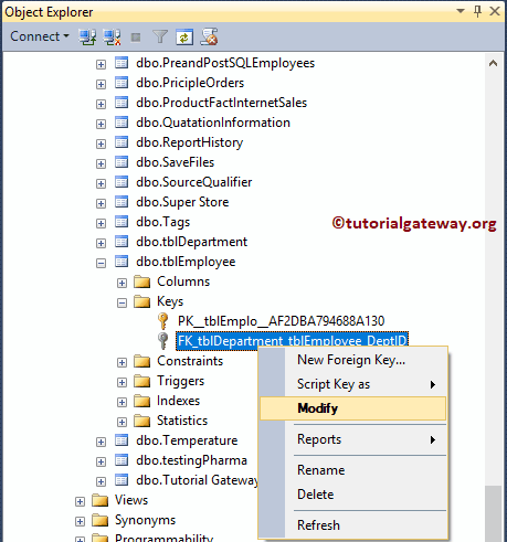 Modify the Foreign Key