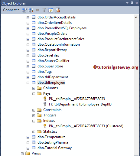 view SQL foreign Key in Object Explorer 4
