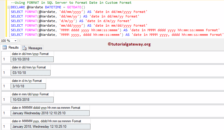 Changing Custom Date Example 3