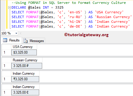 Format Currency using Culture Example 4