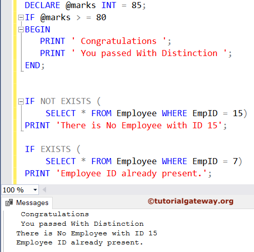 SQL IF Statement Example