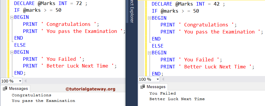 SQL IF ELSE Condition for Student Marks Example