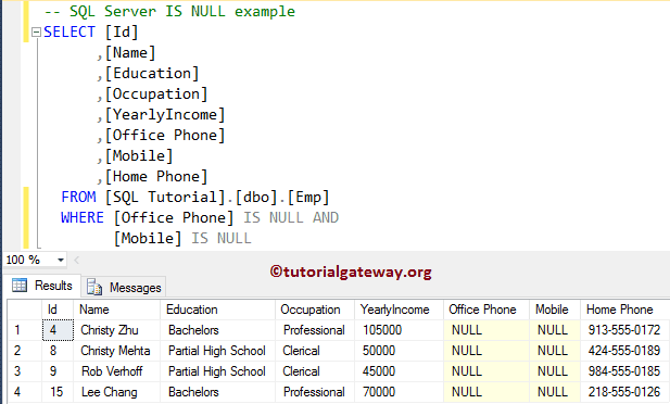 IS NULL Example 4
