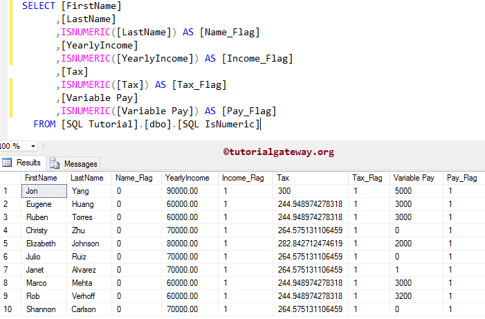 SQL ISNUMERIC Function 3