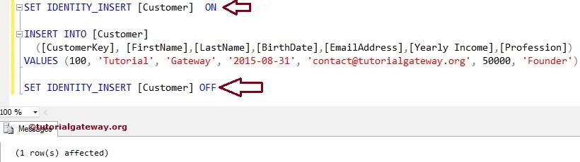 SET IDENTITY_INSERT ON | OFF