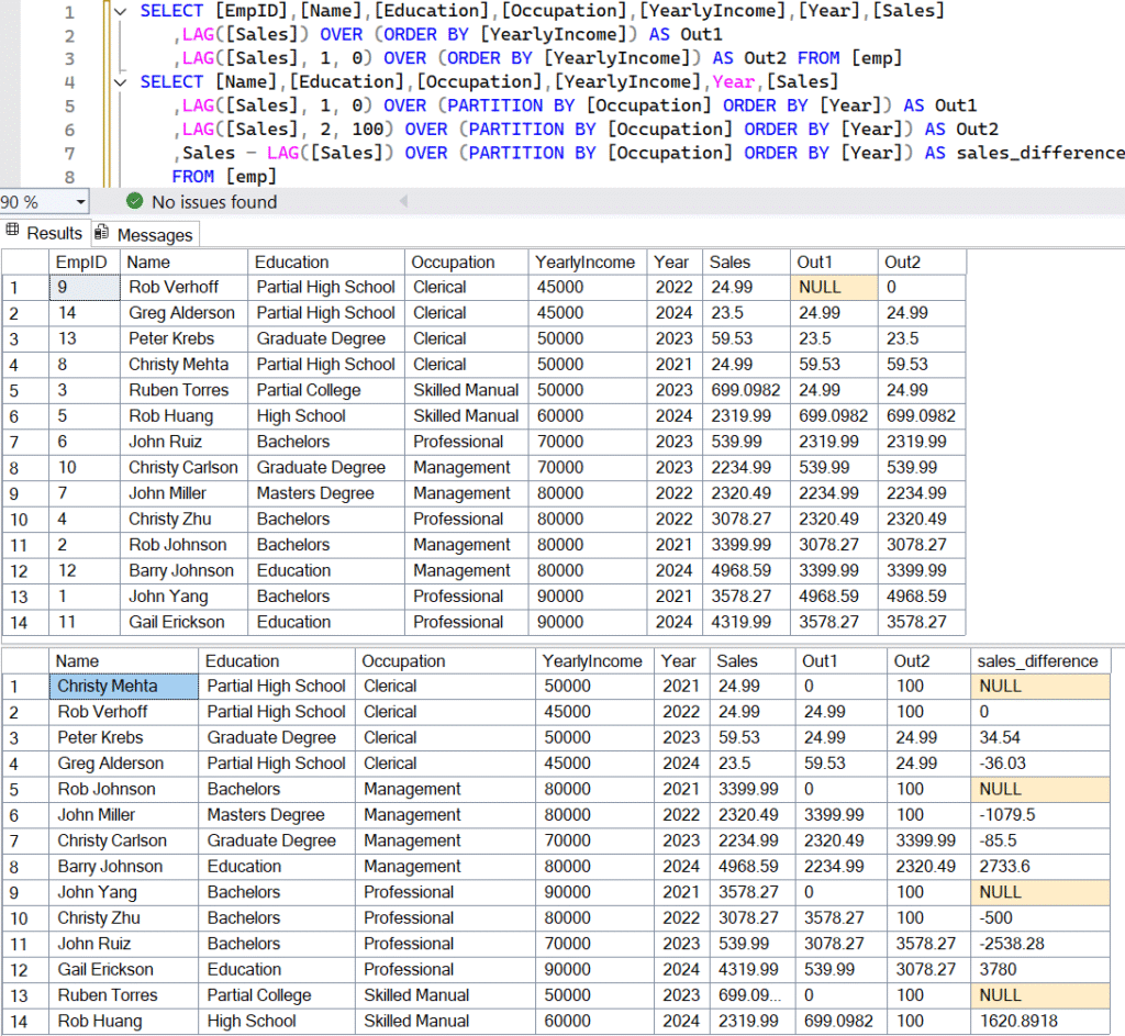SQL Server LAG Function with/without Default Value