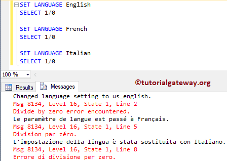SQL SET LANGUAGE Example 2