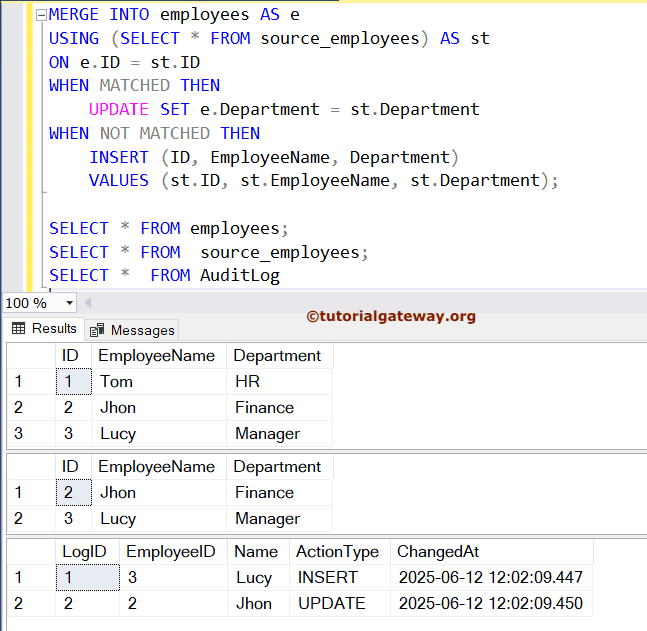 Handle Trggers in SQL MERGE Statement