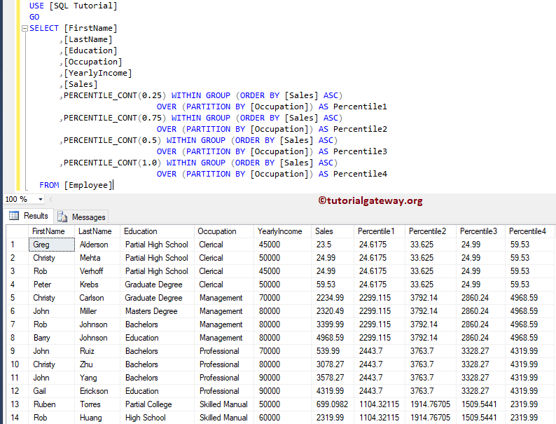 SQL PERCENTILE_CONT 3