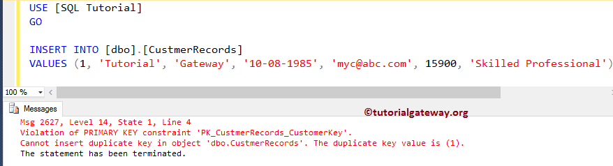 Insert Duplicate records into Primary Key constraint column 10