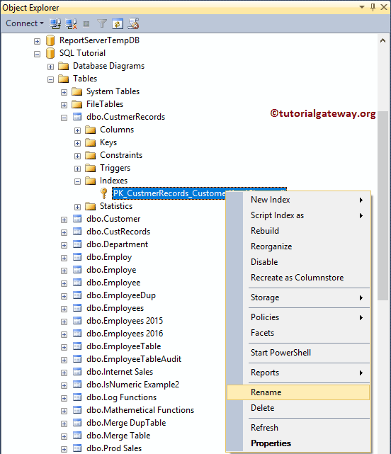 Rename Option to modify the existing 12