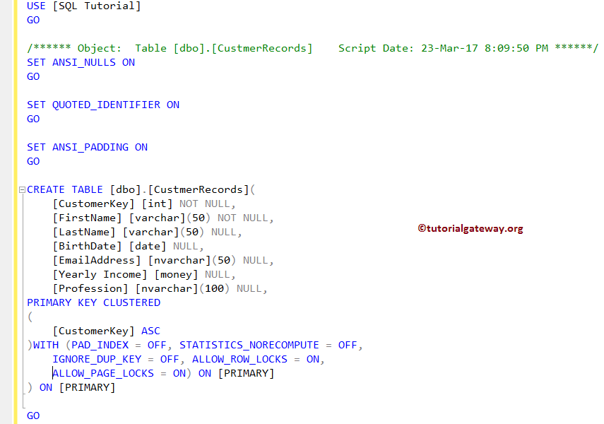 SQL Create Table along with Primary Key Constraint 6