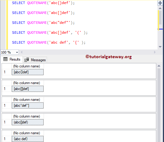 QUOTENAME Function Example