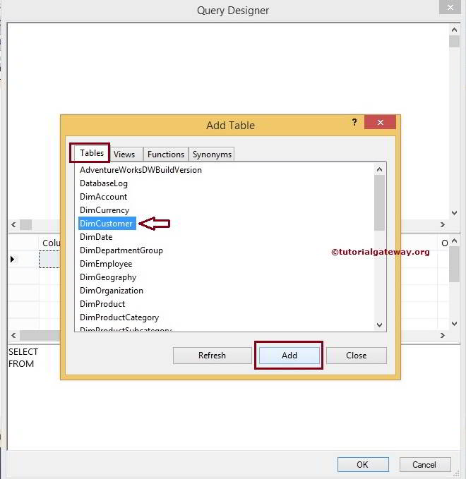 Select the Required Table Name 5