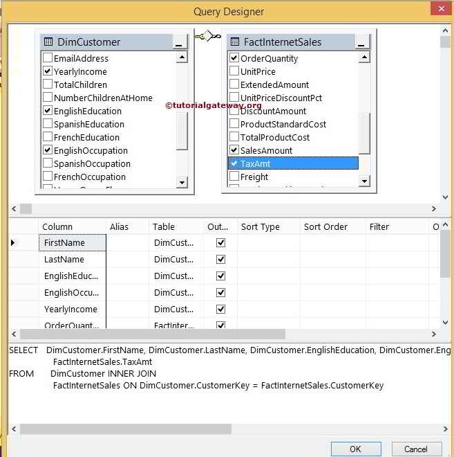Choose Required Column Names in Query Builder or Designer 8