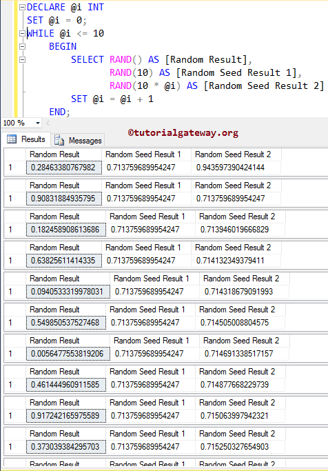 RAND Function Example 2