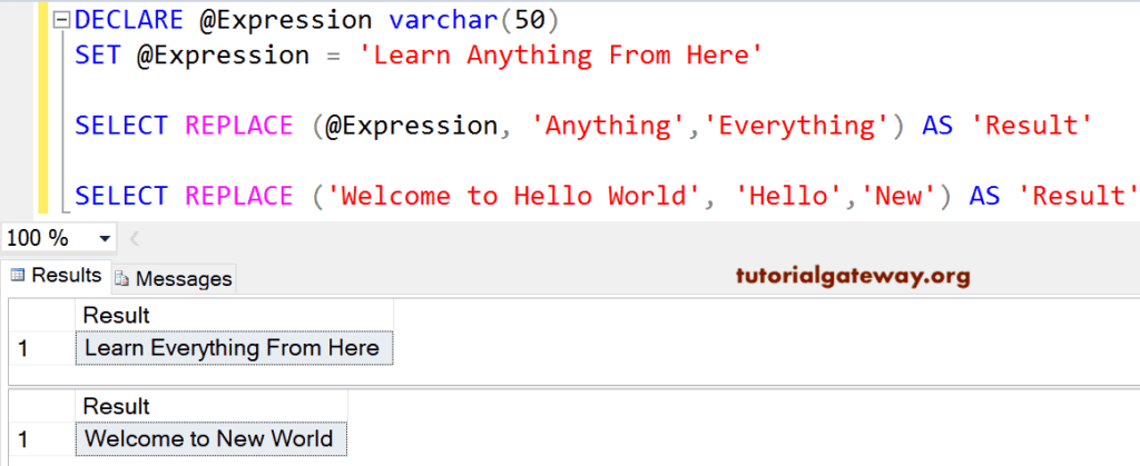 Simple String literals Example