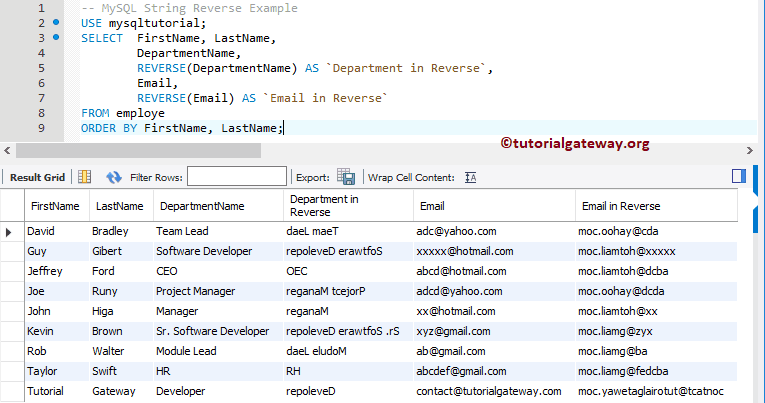 REVERSE Function Example 2