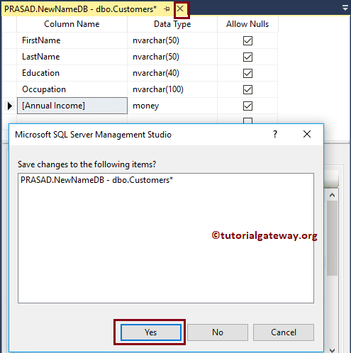 Rename Column using SSMS 7