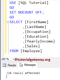 SET NOCOUNT OFF EXAMPLE 5