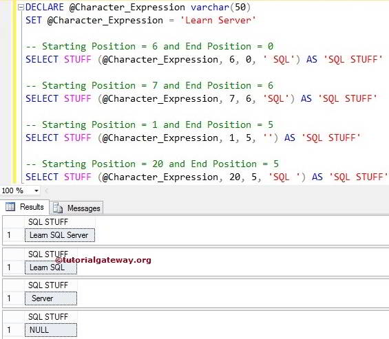 SQL STUFF Function Example 1