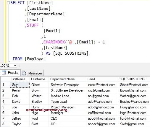 STUFF FUNCTION to Change Email Ids 3