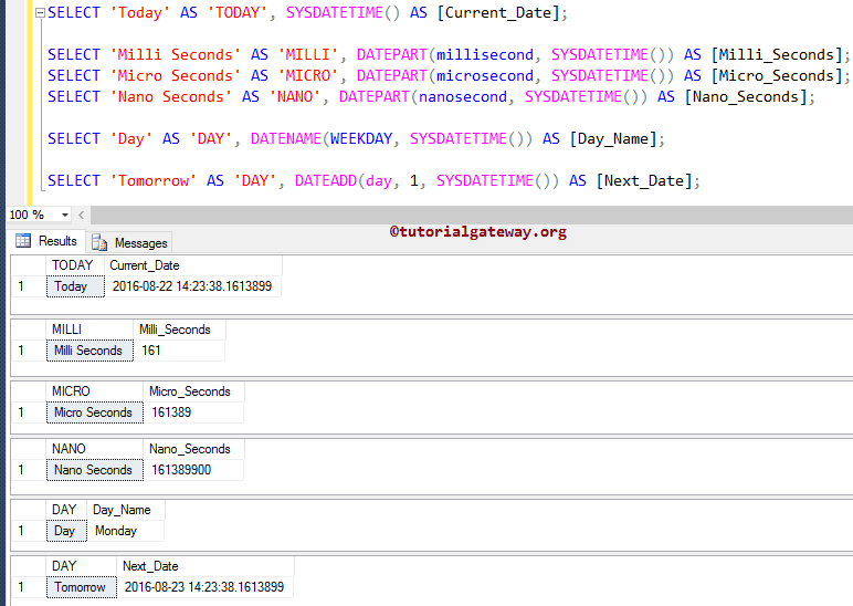 SYSDATETIME Function 2