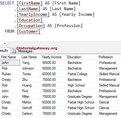 ALIAS Names Example 1