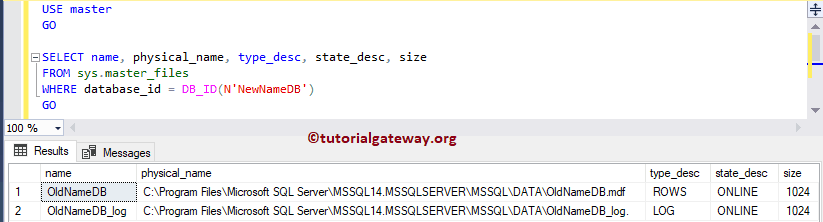 SQL Server Rename Database along with Files 5