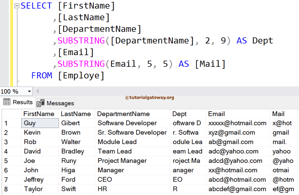 Substring Function on Multiple Columns