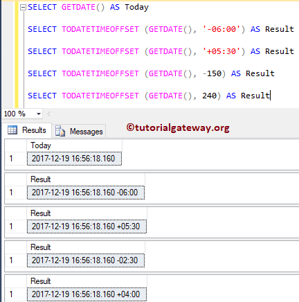 SQL TODATETIMEOFFSET 1