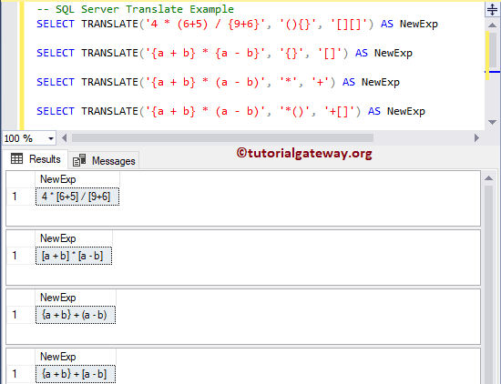 TRANSLATE Function Example