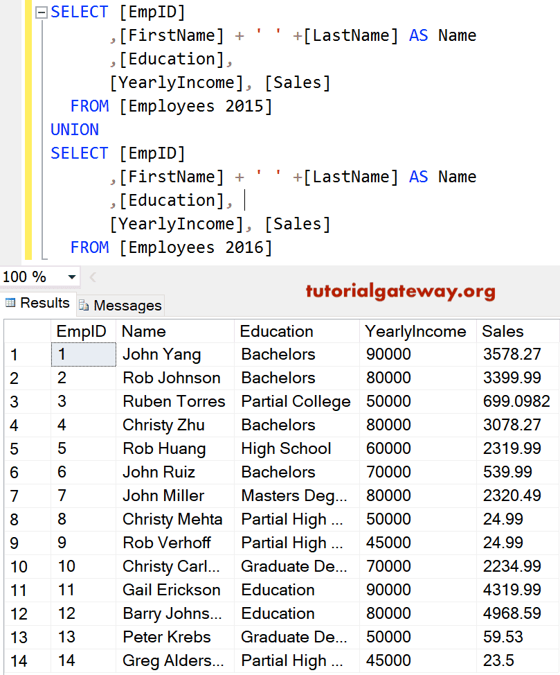 Error Msg 205 : Different Number of Columns