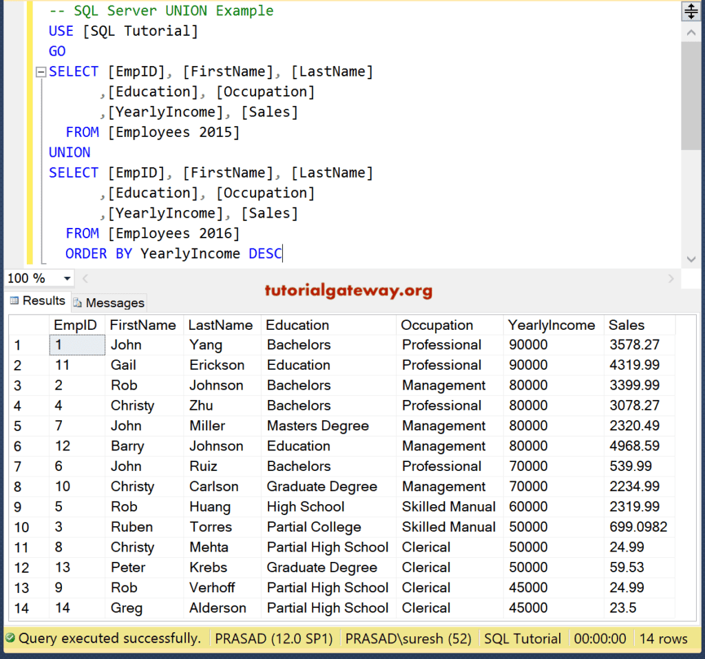 SQL Union Order By Clause 6