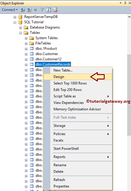 Open Table in Design Mode 1