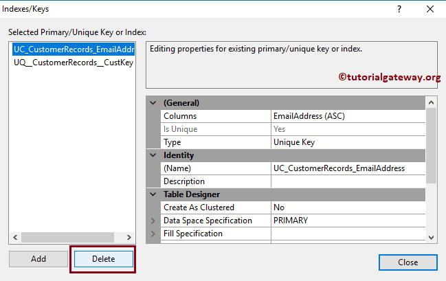 DROP Unique Constraint 18