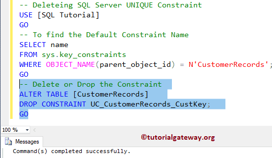 ALTER TABLE DROP Unique Constraint 20