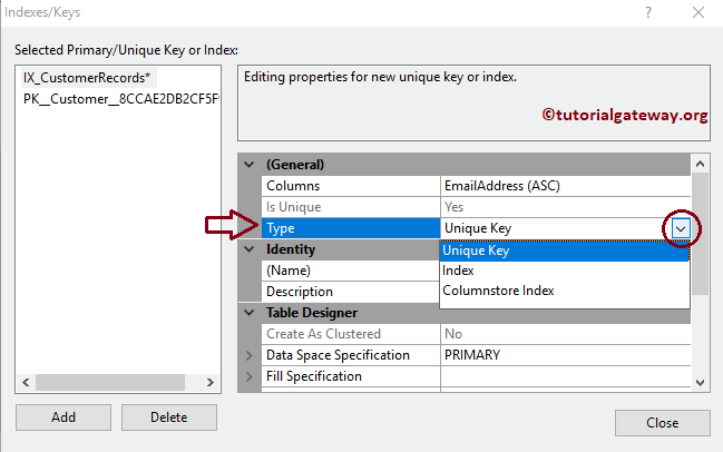 Set Type as Unique Key Constraint 7