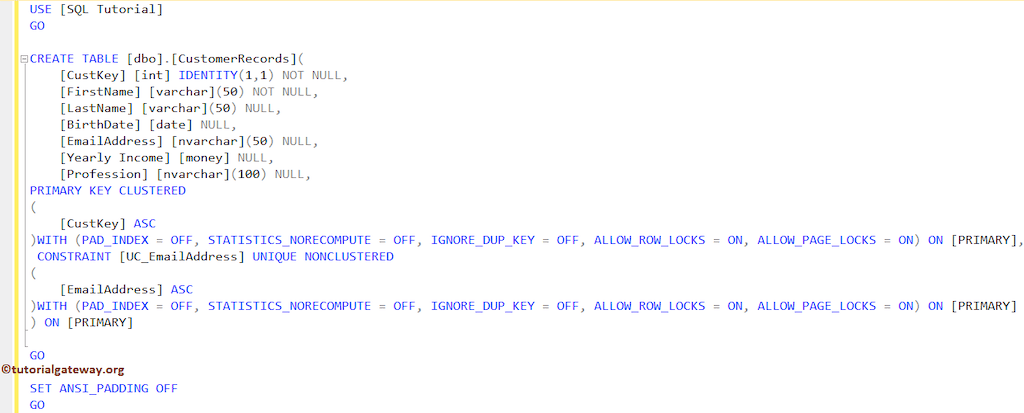 SQL Unique Constraint Code 9