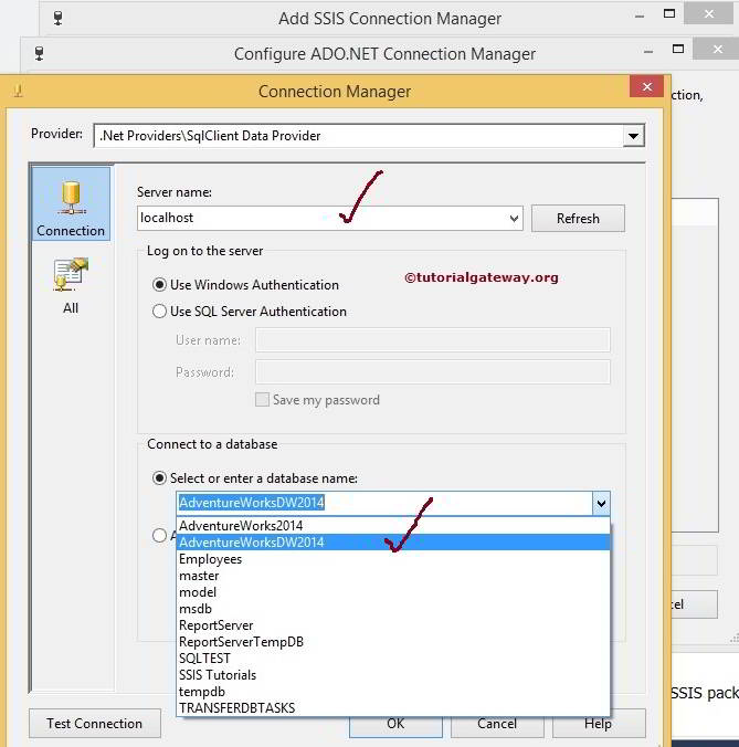 ADO.NET Connection Manager in SSIS 6