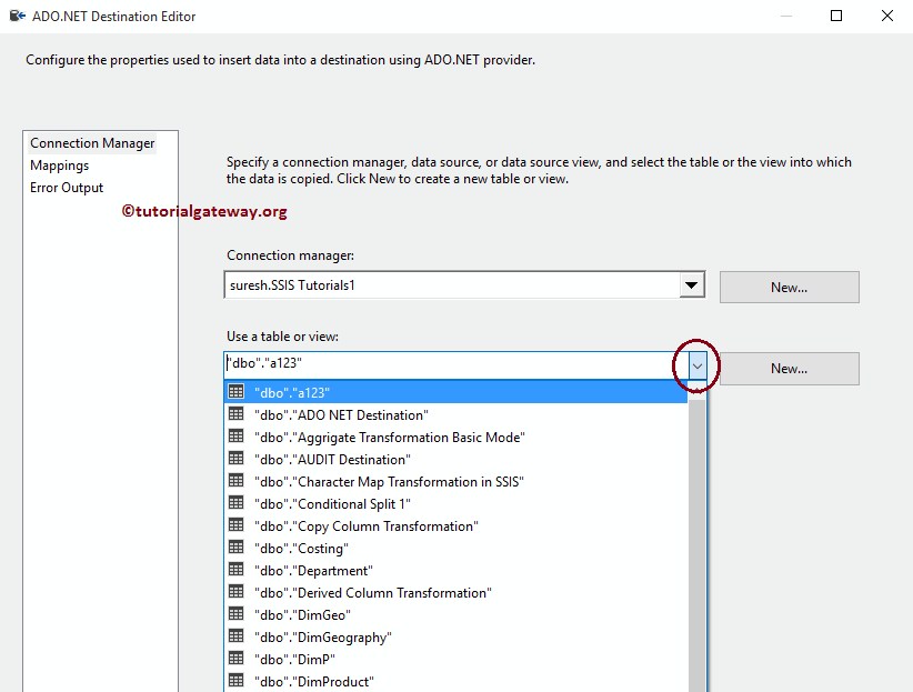 SSIS ADO.NET Destination 5