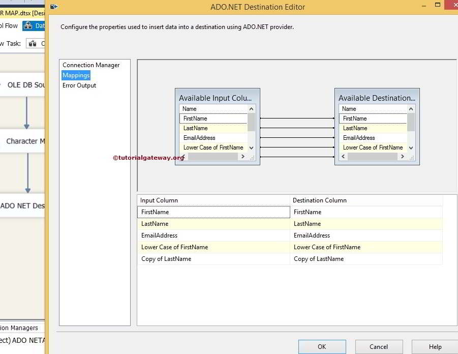 Input and Destination Columns Mapping 8