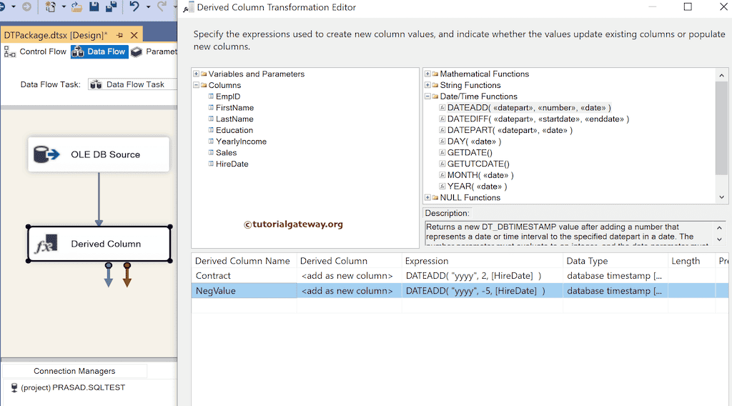 DATEADD Function Expression to add or subtract date and time intervals