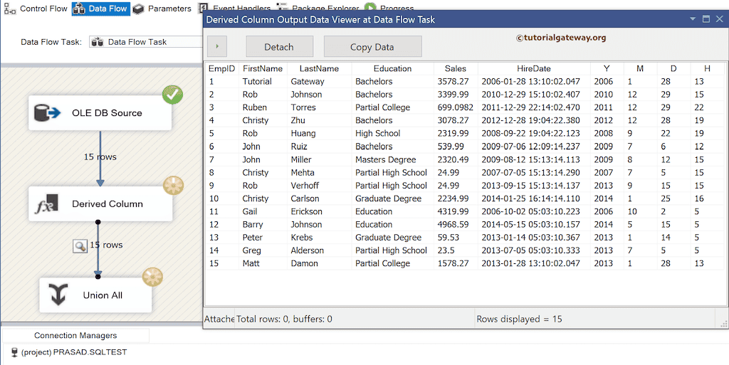 DATEPART Function output